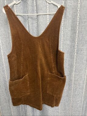 Sweet Love Brown Corduroy Tank with Pocket Detail